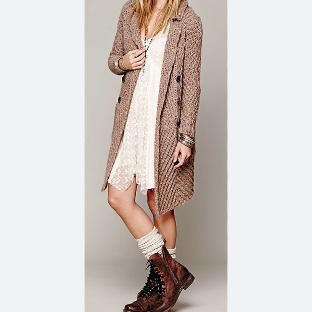 Free People Buttermilk biscuit wool alpaca duster sweater - Picture 3 of 10